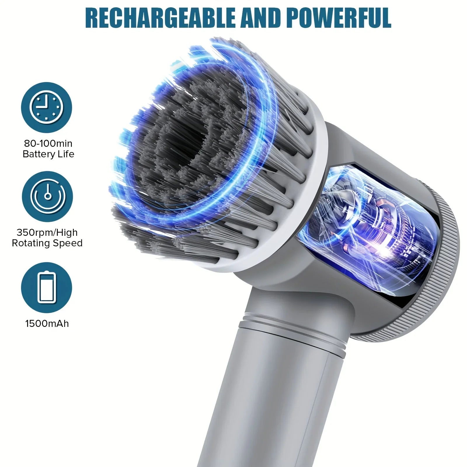 Electric Rotary Scrubber – 9-in-1 Handheld Cleaning Brush for Effortless Home Care | Bihaz Store