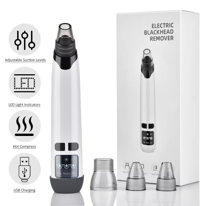 Electric Blackhead Remover - Vacuum Suction Facial Cleaner and Skin Care Extractor Tool for Blackheads, Pores, and Acne