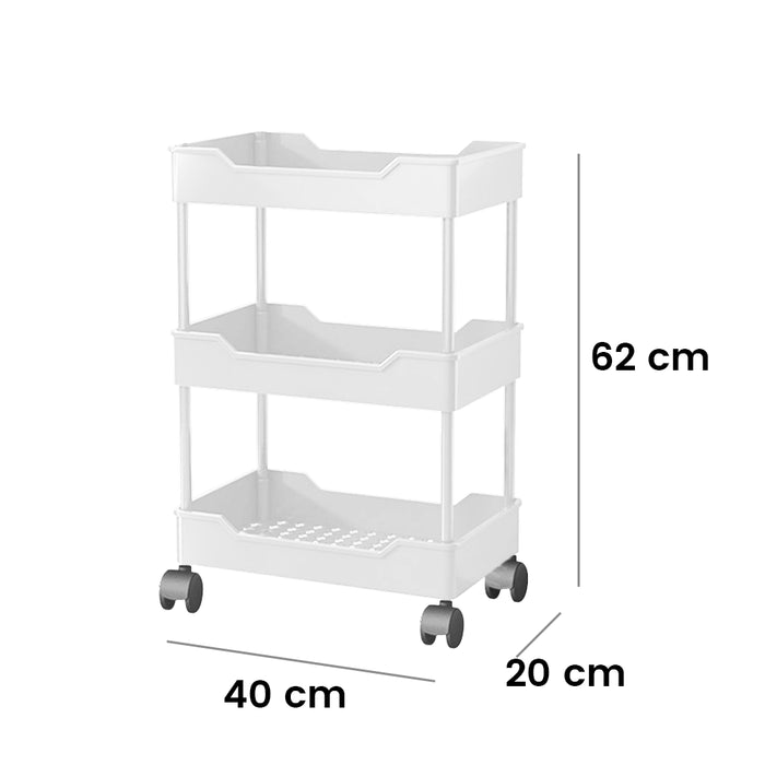 3/4 Tier Storage Trolley Cart with Wheels – Versatile Kitchen & Bathroom Organizer Rack