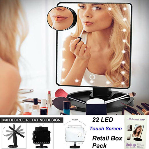 22 LED Touch Screen Vanity Mirror with 10X Magnification – Perfect Tabletop Makeup & Cosmetic Mirror