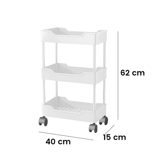 3/4 Tier Storage Trolley Cart with Wheels – Versatile Kitchen & Bathroom Organizer Rack