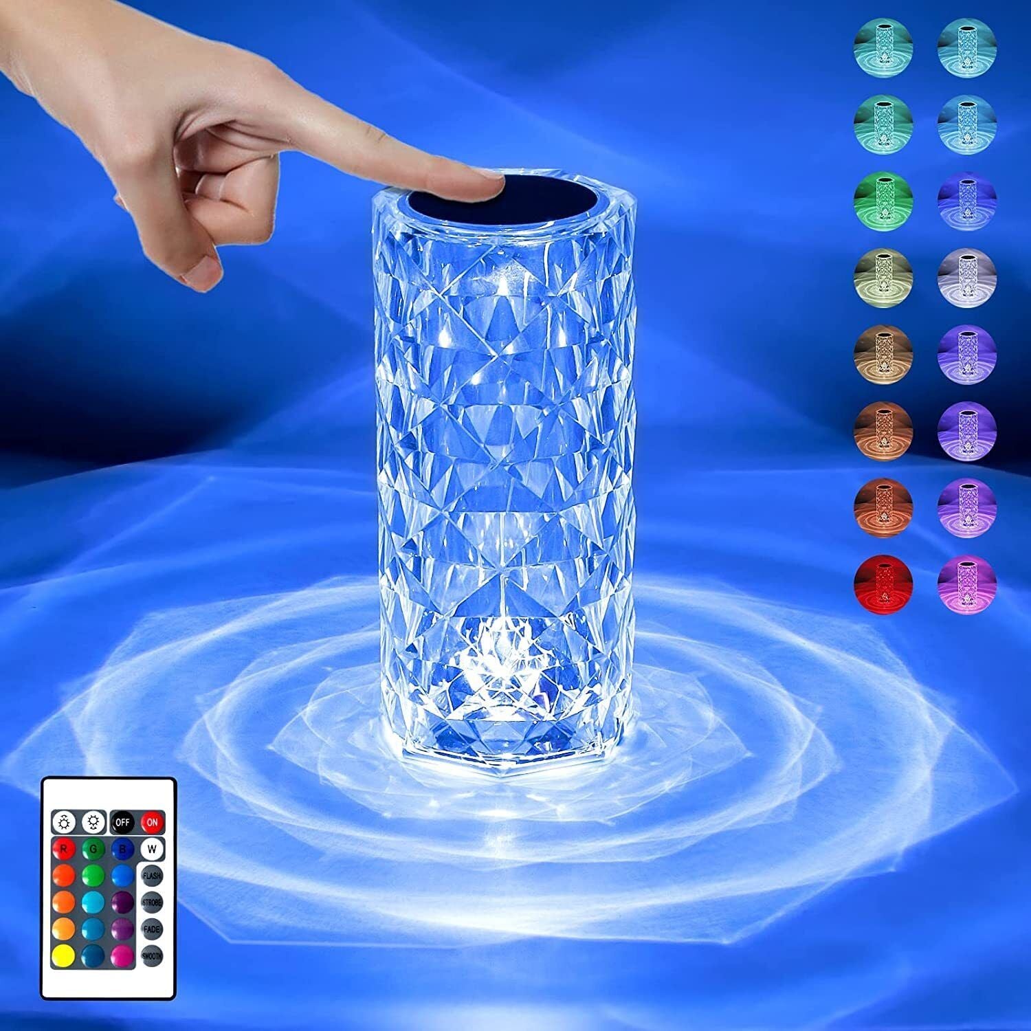 LED Crystal Diamond Rose Table Lamp