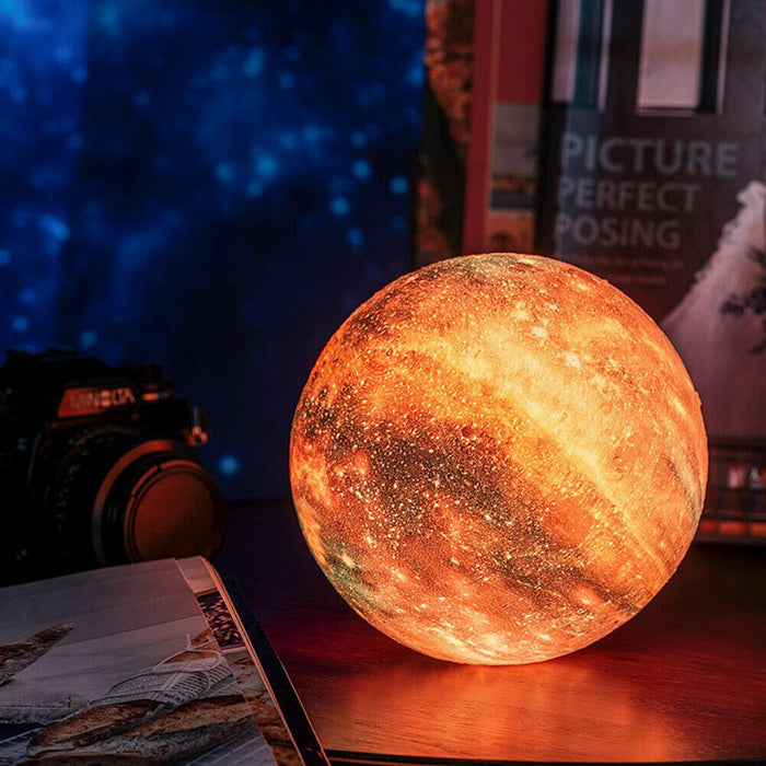 16-Color LED Galaxy Moon Lamp with Stand – 3D USB Night Light for Bedroom, Includes Remote Control