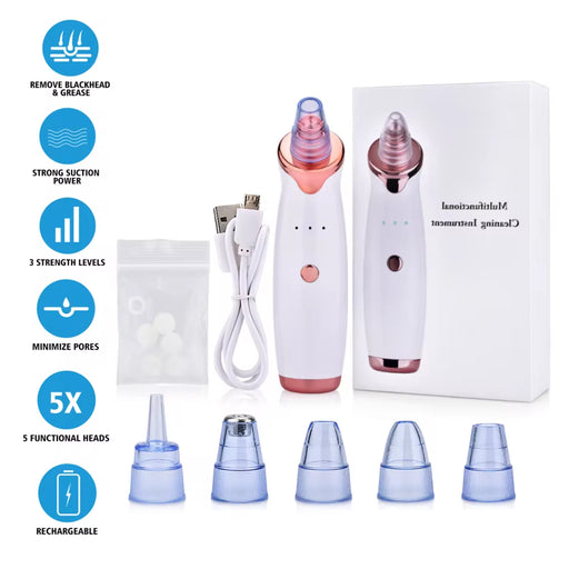 Electric Blackhead Remover - Vacuum Suction Facial Cleaner and Skin Care Extractor Tool for Blackheads, Pores, and Acne