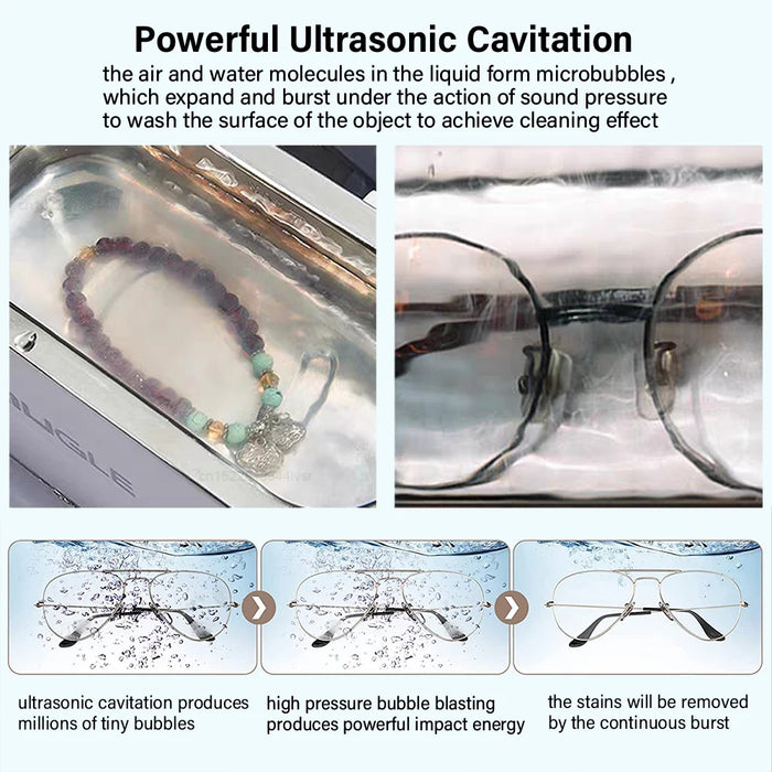 Ultrasonic Cleaner 35W Ultrasonic Glasses Jewelry Cleaner 500ML Ultrasonic Cleaning Machine Ultrasound Washing Bath for Glasses