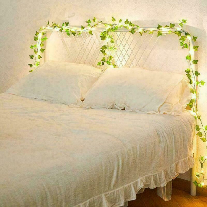 Artificial Ivy Garland with LED Lights - Fake Greenery Vine for Home Decor & Hanging Plants