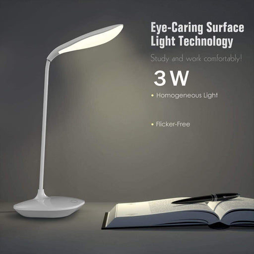 USB Rechargeable LED Desk Lamp – Dimmable Bedside & Study Light for Reading and Night Use