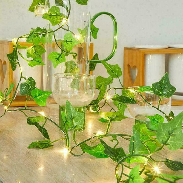 Artificial Ivy Garland with LED Lights - Fake Greenery Vine for Home Decor & Hanging Plants