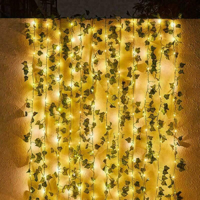 Artificial Ivy Garland with LED Lights - Fake Greenery Vine for Home Decor & Hanging Plants