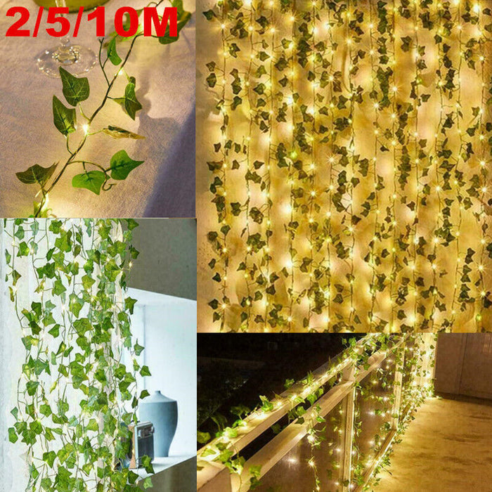 Artificial Ivy Garland with LED Lights - Fake Greenery Vine for Home Decor & Hanging Plants