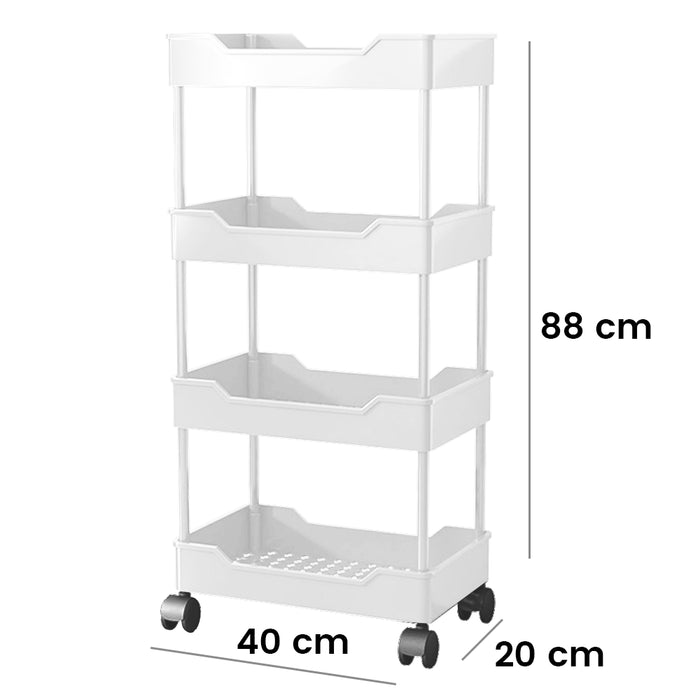 3/4 Tier Storage Trolley Cart with Wheels – Versatile Kitchen & Bathroom Organizer Rack