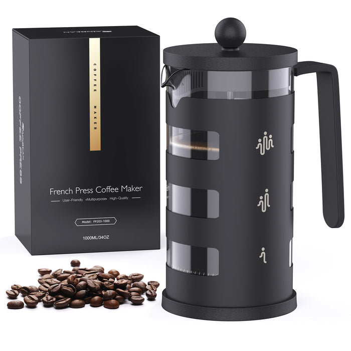 RAINBEAN French Press Coffee Maker - Easy to Clean, Heat Resistant Borosilicate Glass