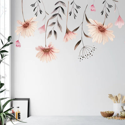 Delicate Watercolor Flowers Wall Stickers - Easy Peel & Stick Floral Decals for Home Decoration