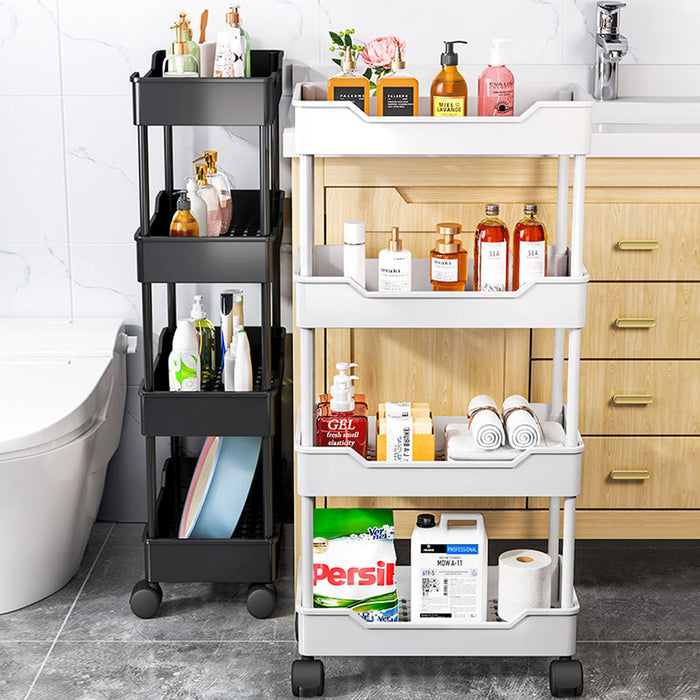 3/4 Tier Storage Trolley Cart with Wheels – Versatile Kitchen & Bathroom Organizer Rack