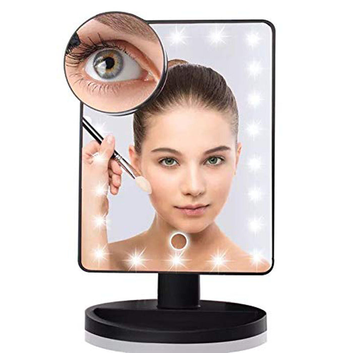 22 LED Touch Screen Vanity Mirror with 10X Magnification – Perfect Tabletop Makeup & Cosmetic Mirror